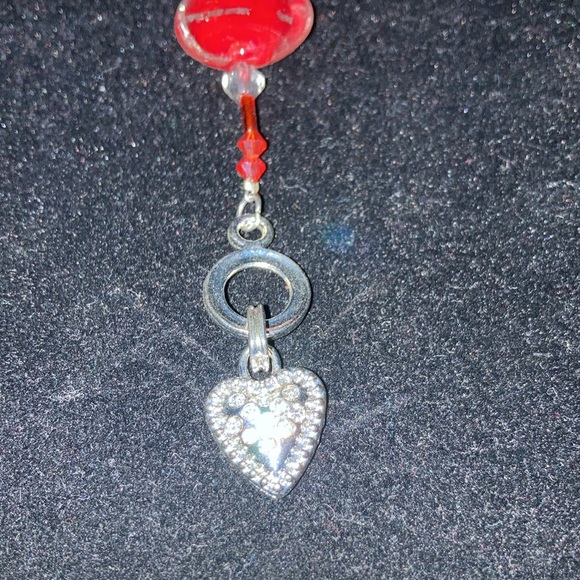 HAND CRAFTED MURANO red w/silver glass and st round beads w/toggle closing.  $30 - Picture 4 of 6